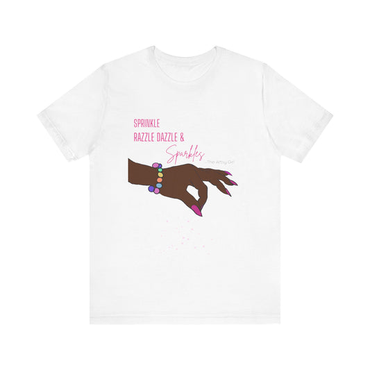 Sprinkle Razzle Dazzle & Sparkles (Brown Hand) Jersey Short Sleeve Tee