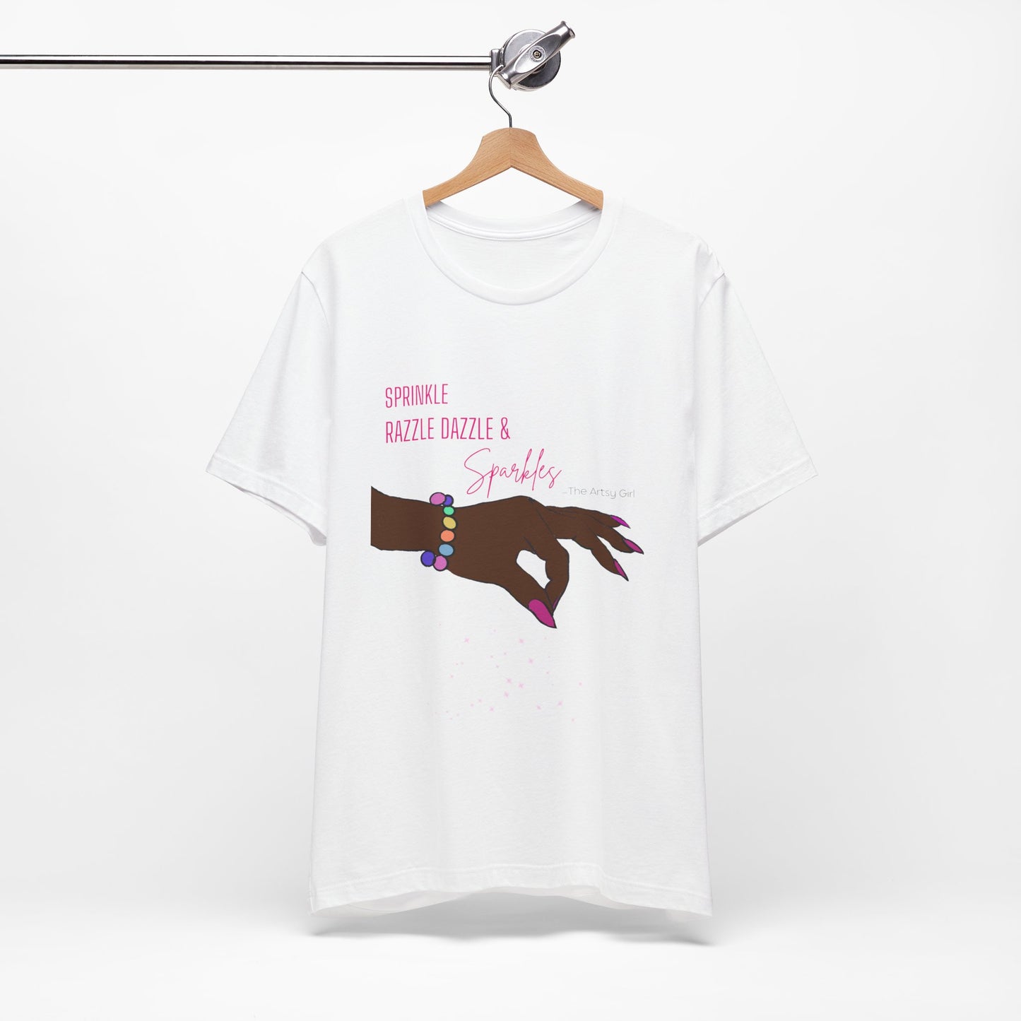 Sprinkle Razzle Dazzle & Sparkles (Brown Hand) Jersey Short Sleeve Tee