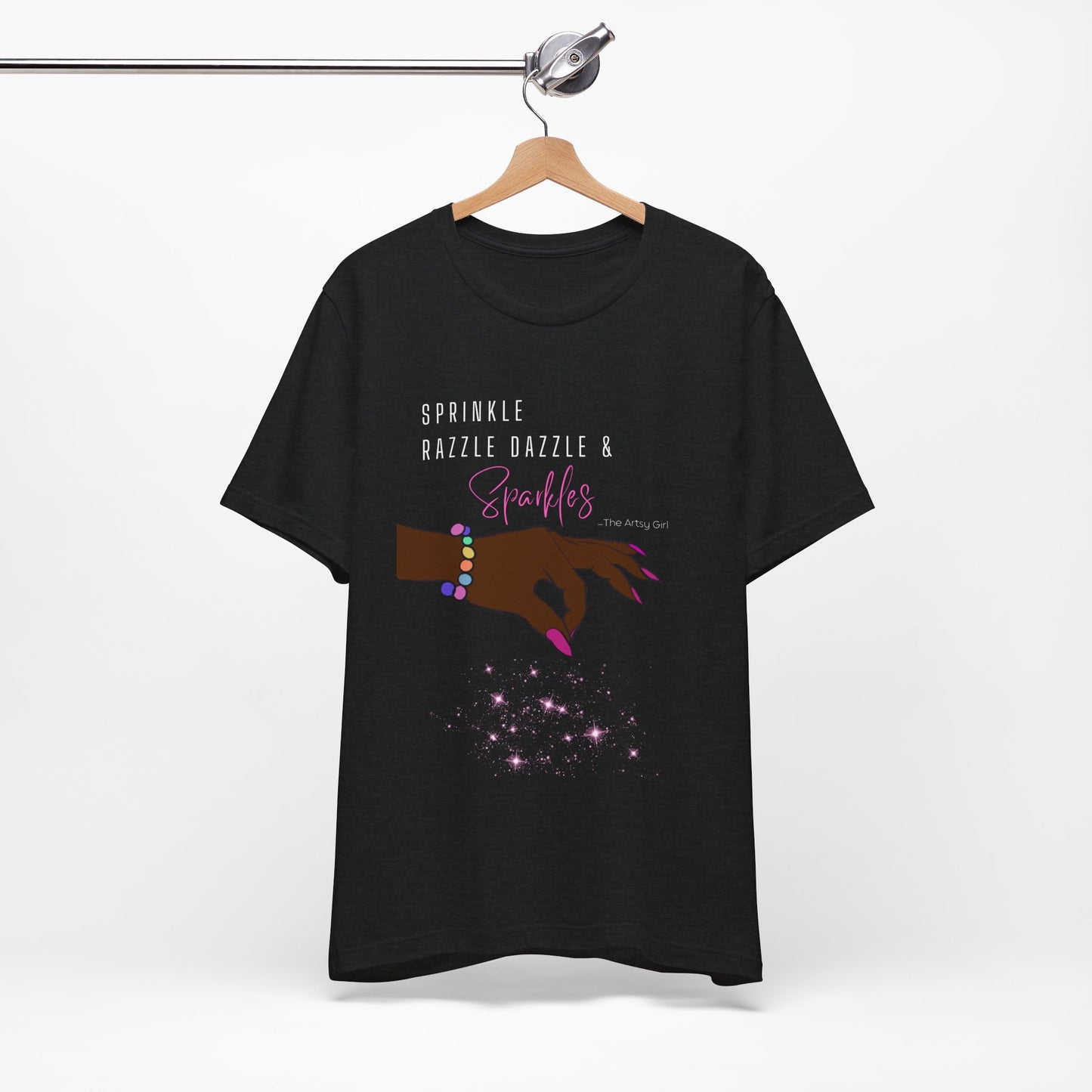Sprinkle Razzle Dazzle & Sparkles (Brown Hand) Jersey Short Sleeve Tee