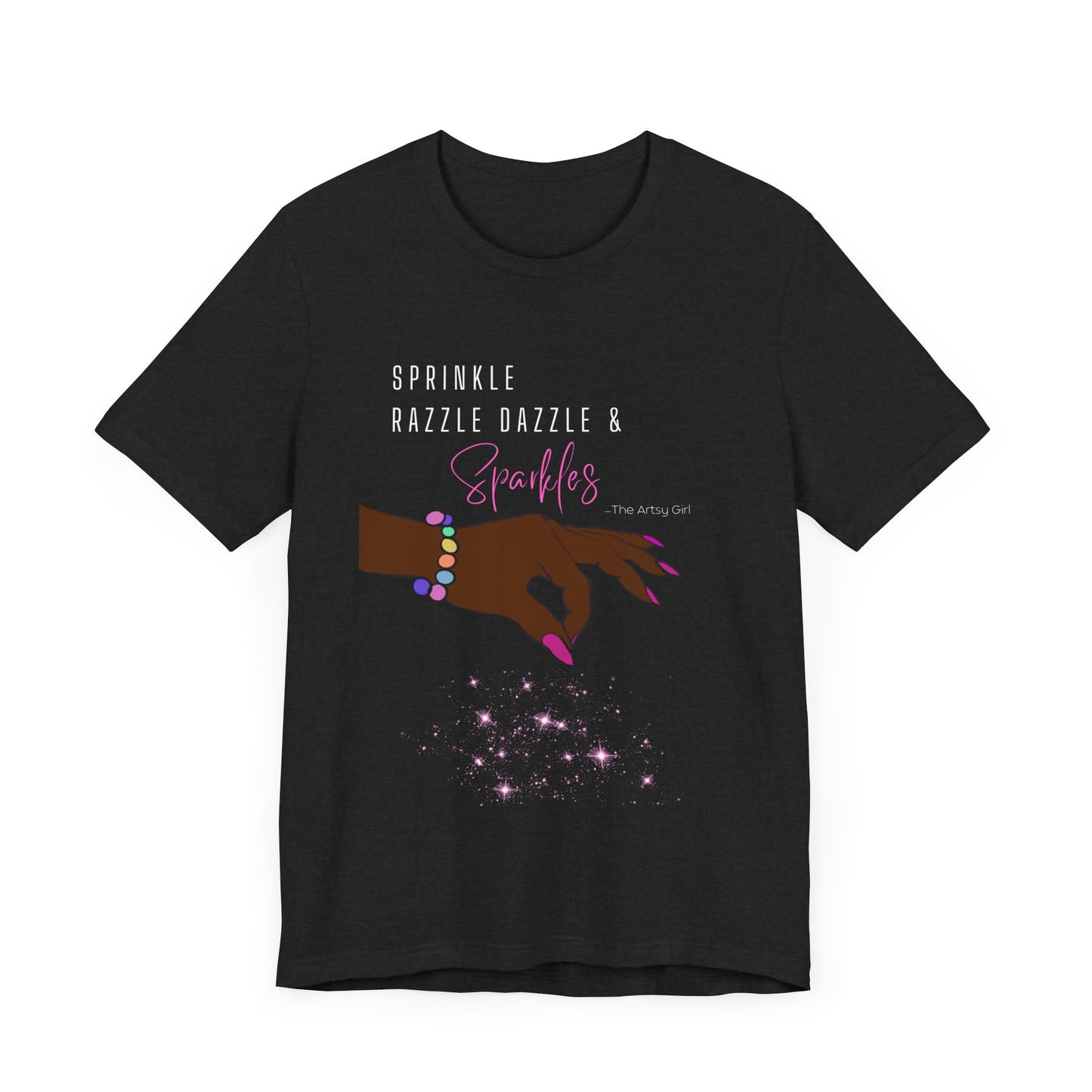 Sprinkle Razzle Dazzle & Sparkles (Brown Hand) Jersey Short Sleeve Tee