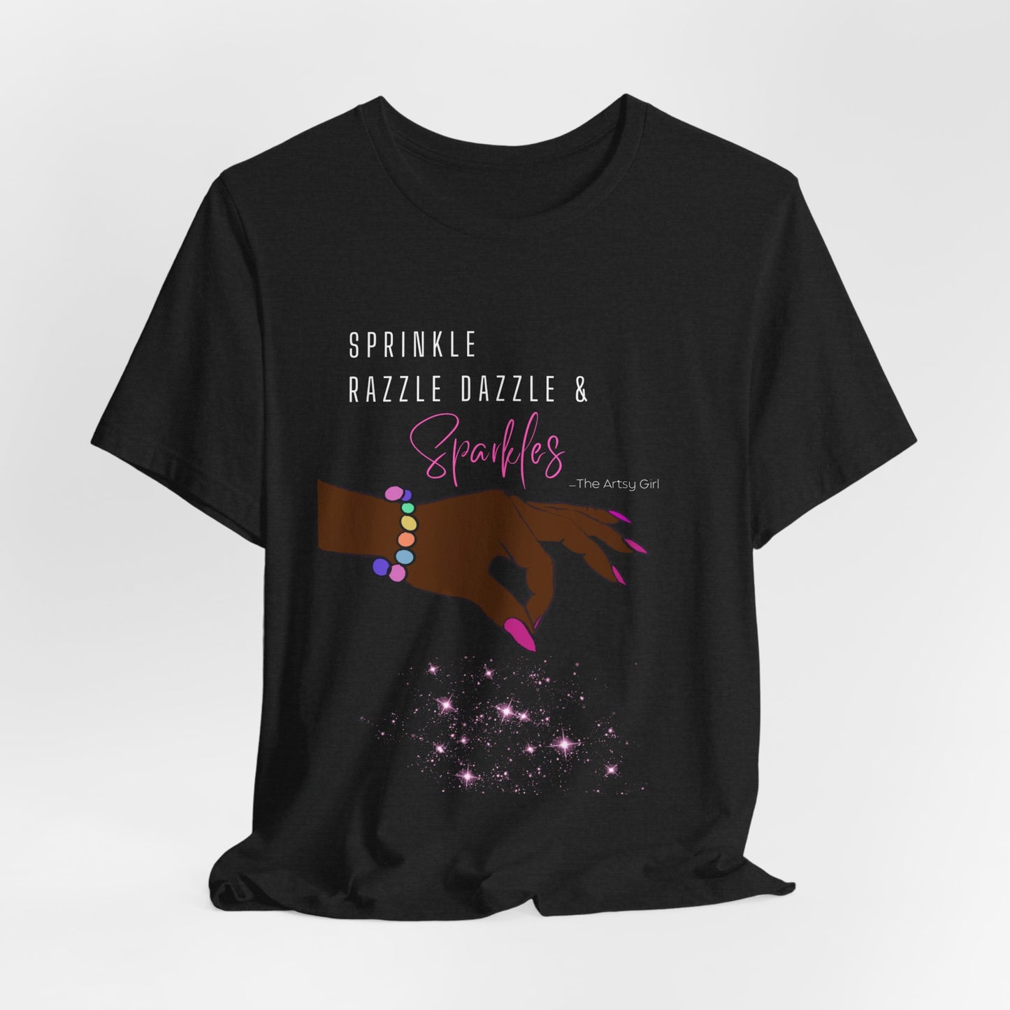 Sprinkle Razzle Dazzle & Sparkles (Brown Hand) Jersey Short Sleeve Tee