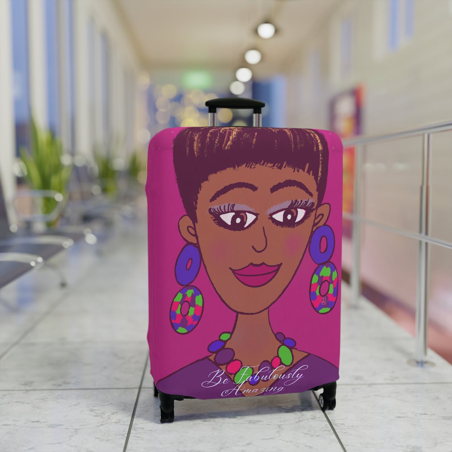 Be Fabulously Amazing Luggage Cover by The Artsy Girl