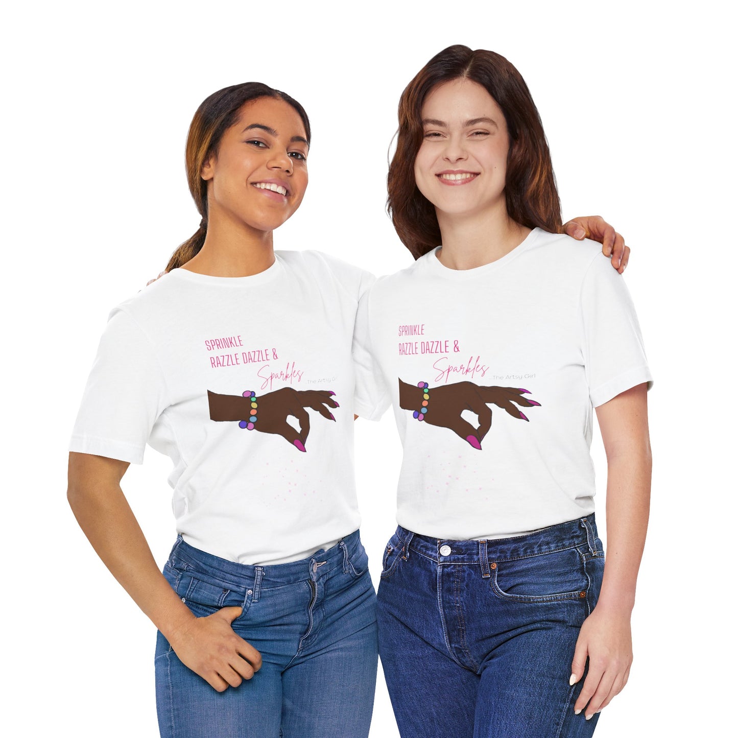 Sprinkle Razzle Dazzle & Sparkles (Brown Hand) Jersey Short Sleeve Tee