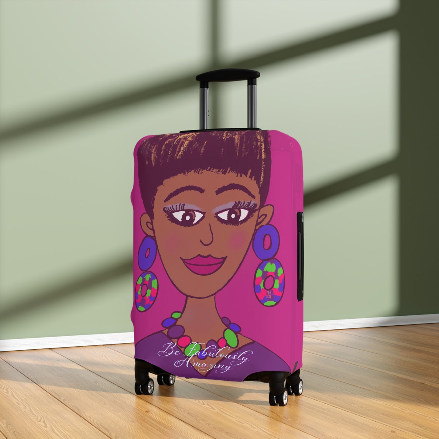 Be Fabulously Amazing Luggage Cover by The Artsy Girl