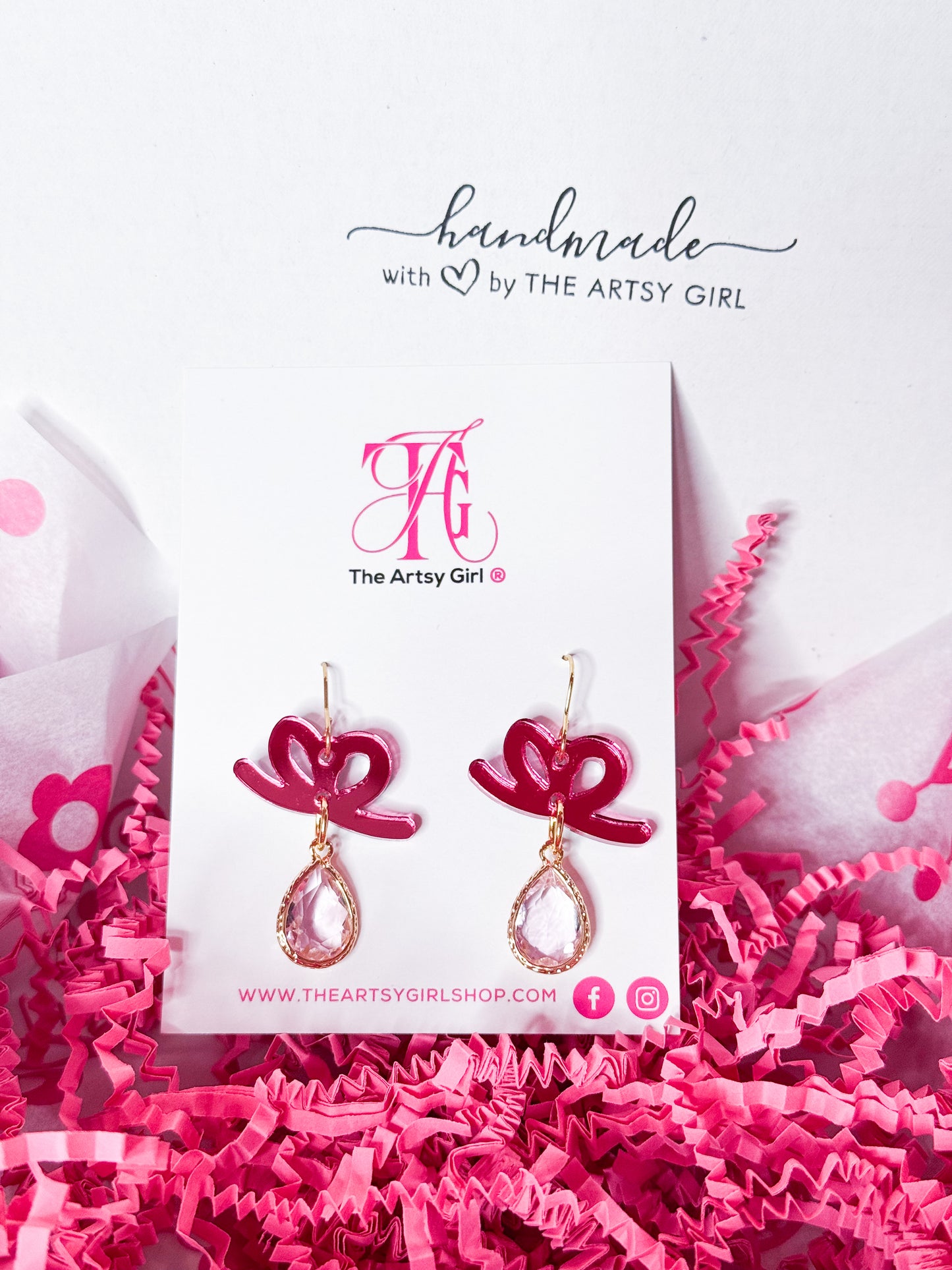 Pink Bow drop earrings