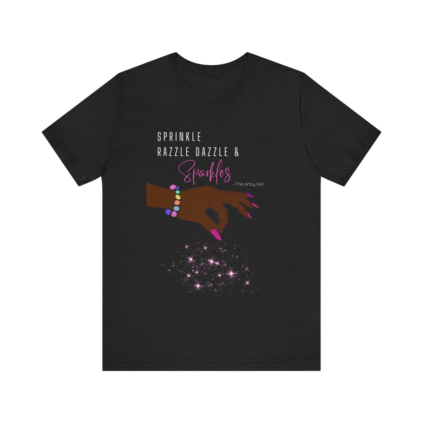 Sprinkle Razzle Dazzle & Sparkles (Brown Hand) Jersey Short Sleeve Tee
