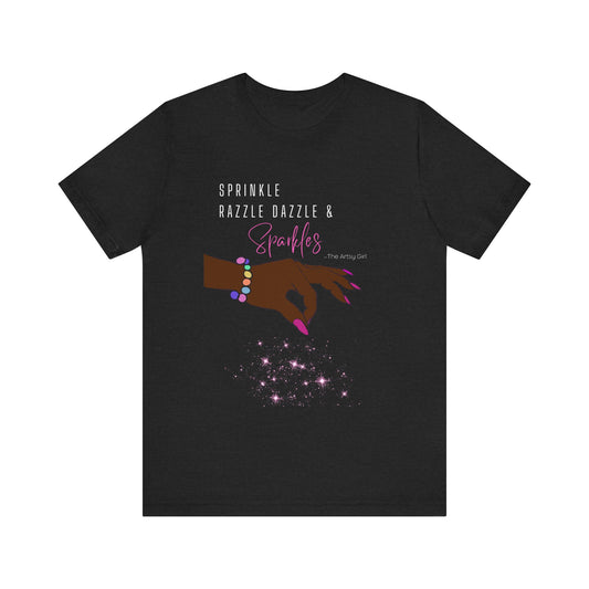 Sprinkle Razzle Dazzle & Sparkles (Brown Hand) Jersey Short Sleeve Tee