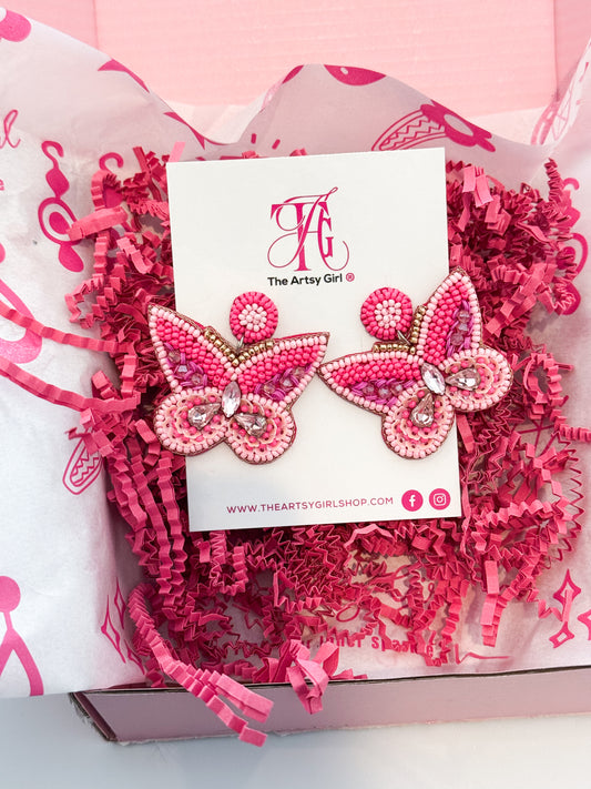 Beaded butterfly earrings