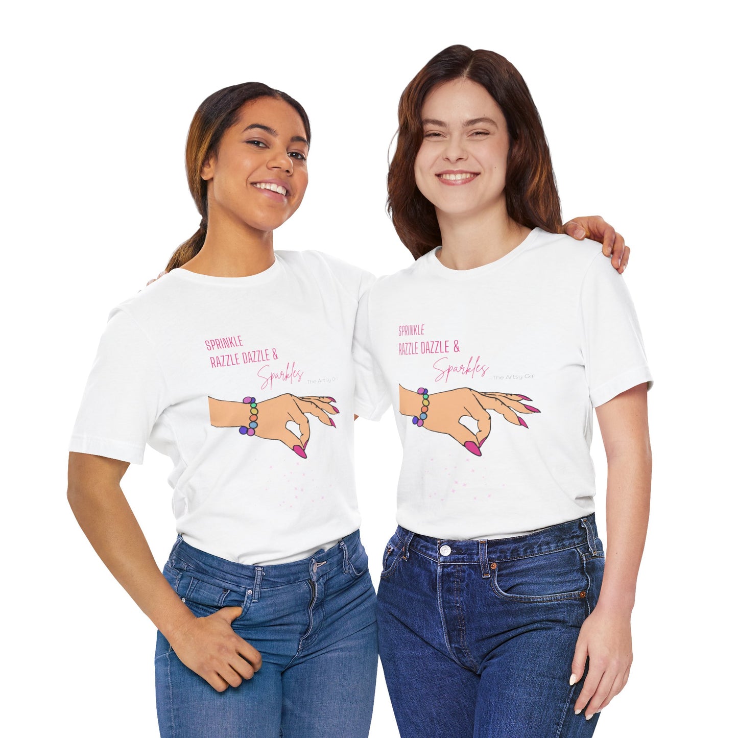 Sprinkle Razzle Dazzle & Sparkles (Light Color Hand) Jersey Short Sleeve Tee