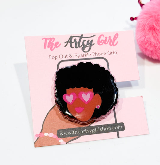Pop Out & Sparkle Phone Grip (Lil Miss Me • Brown)