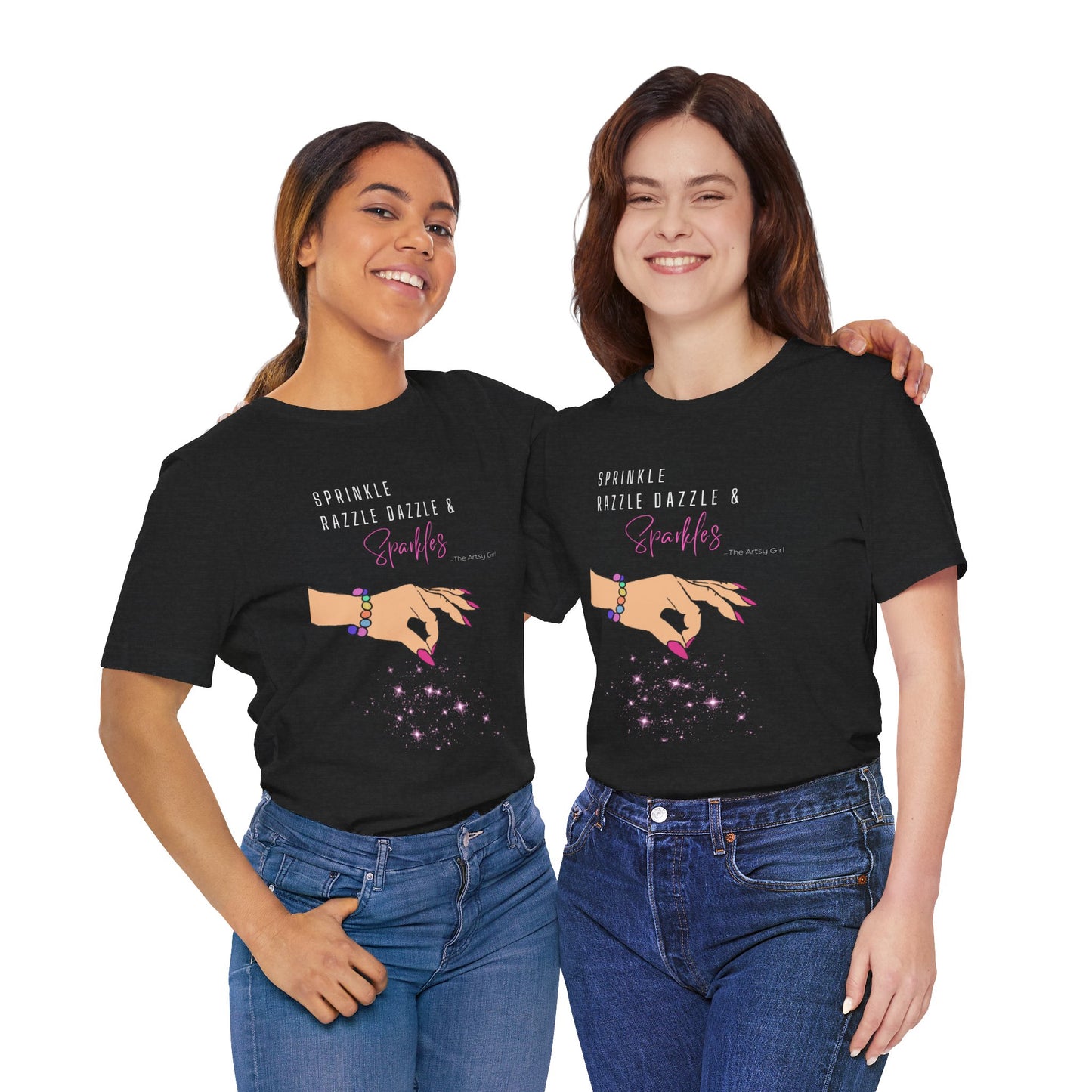Sprinkle Razzle Dazzle & Sparkles (Light Color Hand) Jersey Short Sleeve Tee