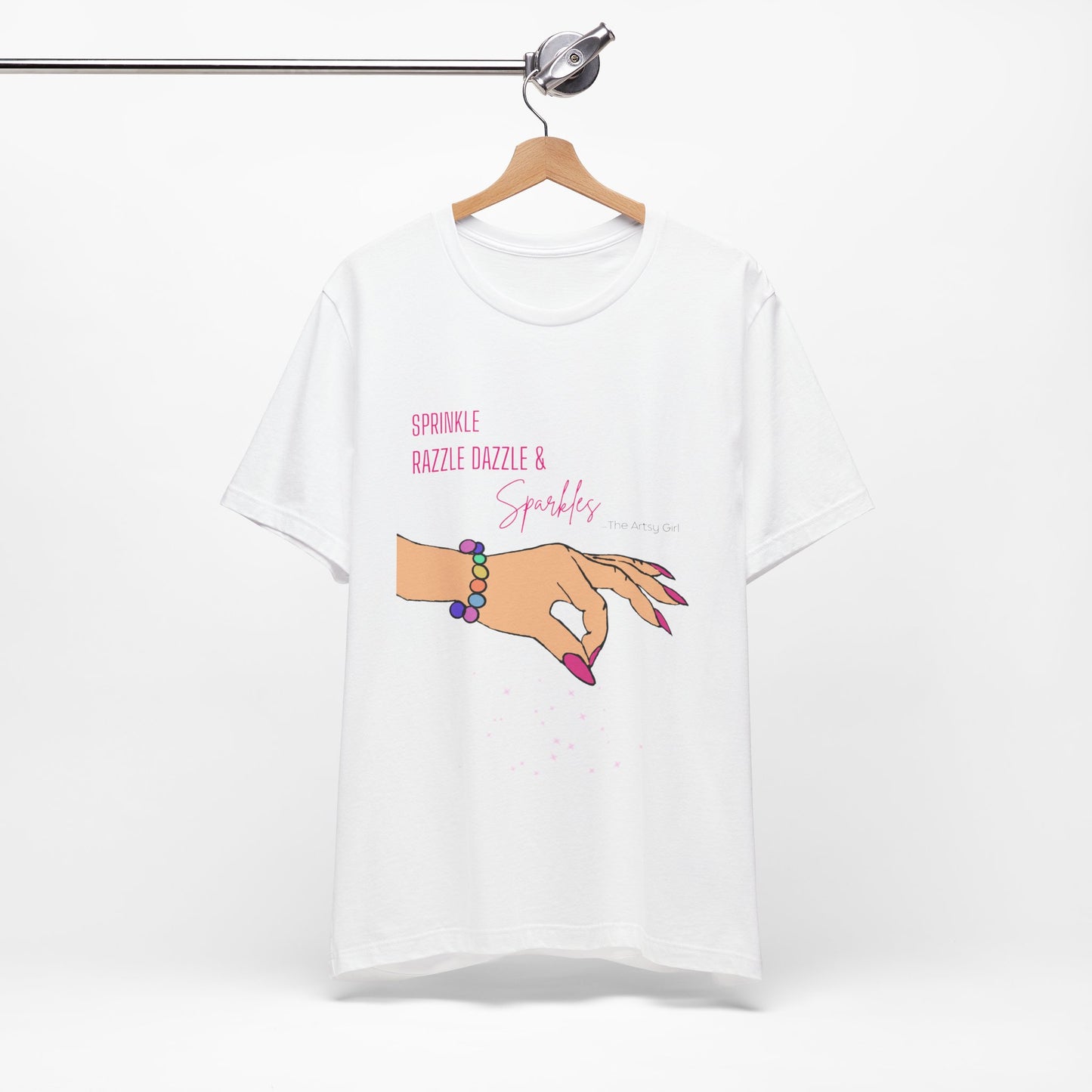 Sprinkle Razzle Dazzle & Sparkles (Light Color Hand) Jersey Short Sleeve Tee