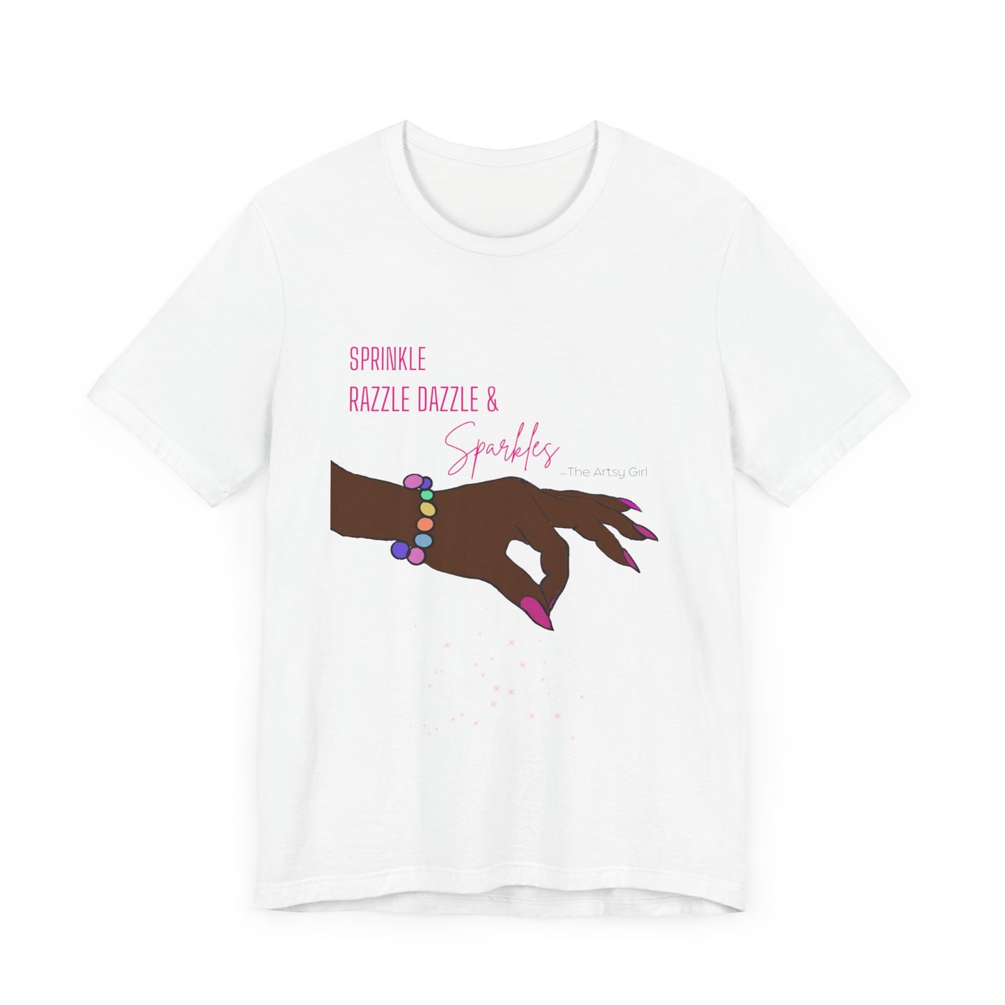Sprinkle Razzle Dazzle & Sparkles (Brown Hand) Jersey Short Sleeve Tee