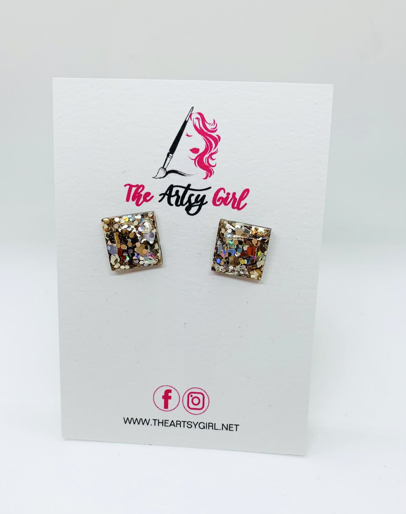 Gold Square Stud Earrings