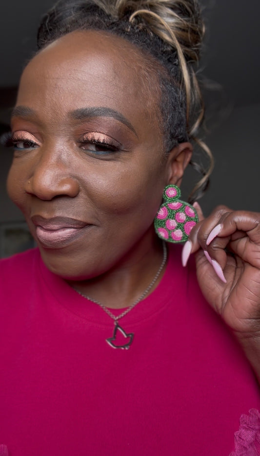 Spotted Me In Pink Beaded Earrings