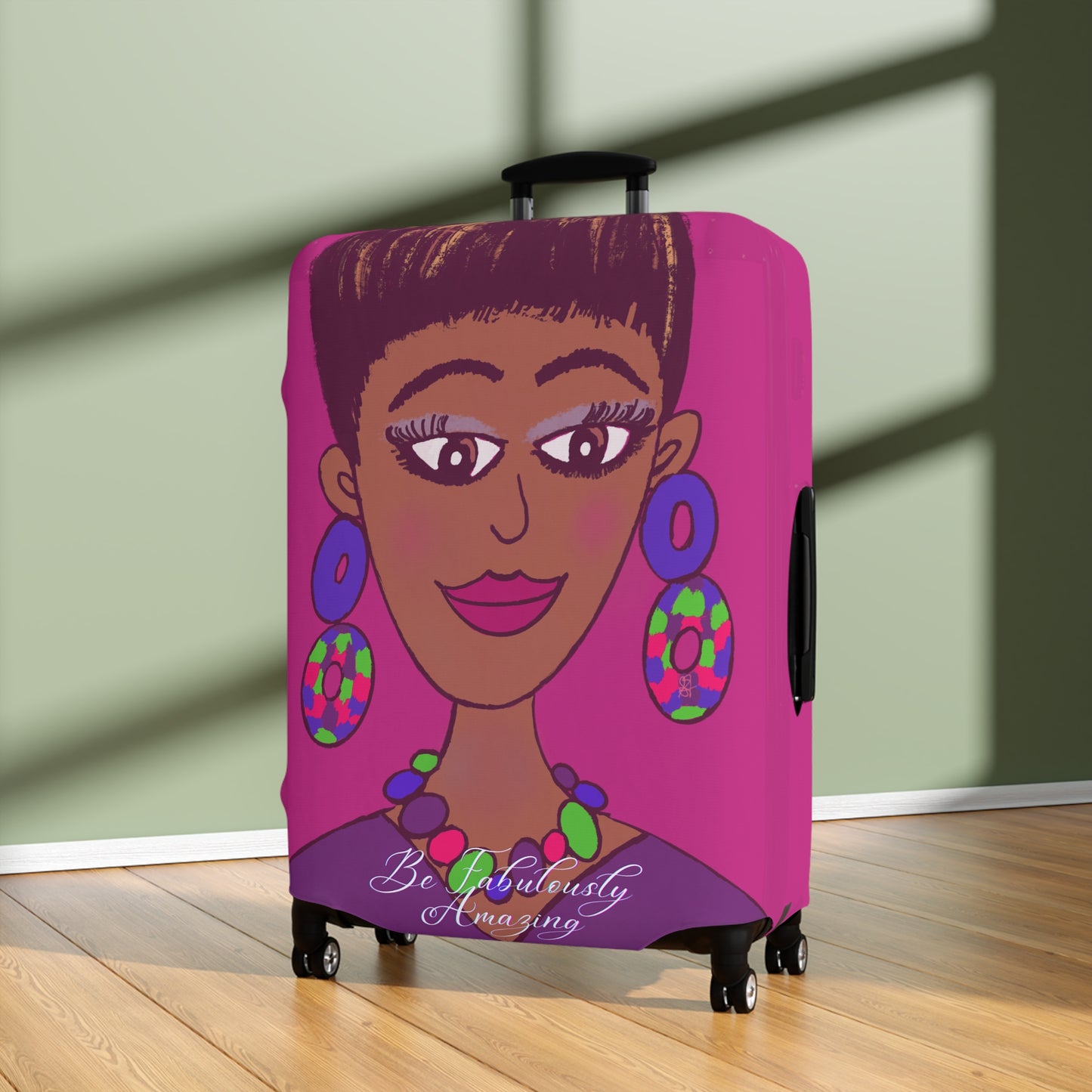Be Fabulously Amazing Luggage Cover by The Artsy Girl