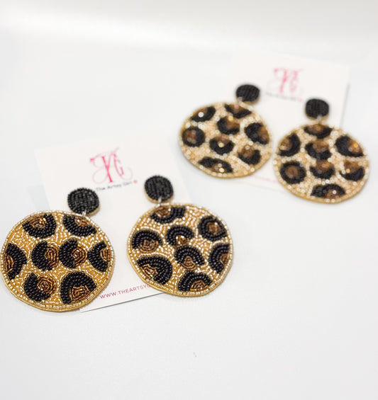 Beaded leopard print earrings