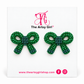 Green Pretty Bow Stud Earrings