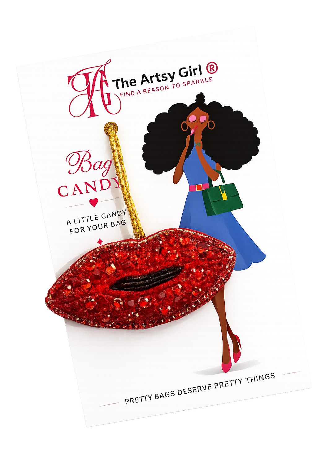 Miss Kisses Bag Charm by The Artsy Girl®️