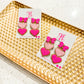Pink Hearts & Sparkles Beaded Earrings