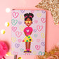 Little Hearts Pocket Notebook - A6 Size (Brown Girl)