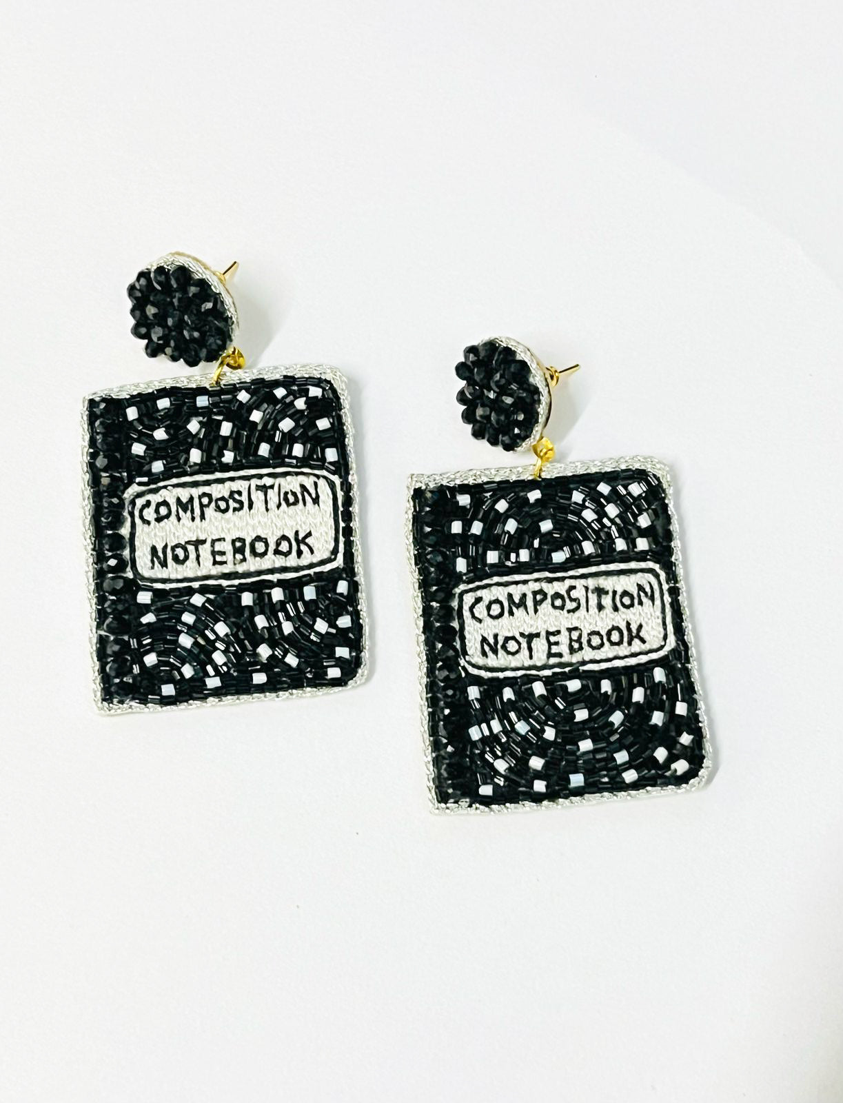 Class Act – Beaded Composition Notebook Earrings