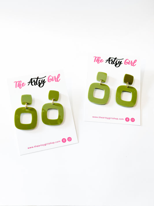 Olive green earrings