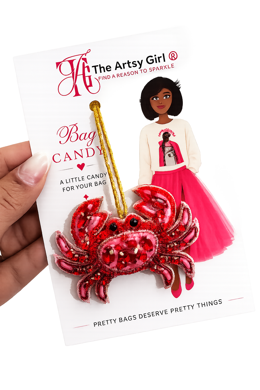 The Sparkly Crab Bag Charm by The Artsy Girl