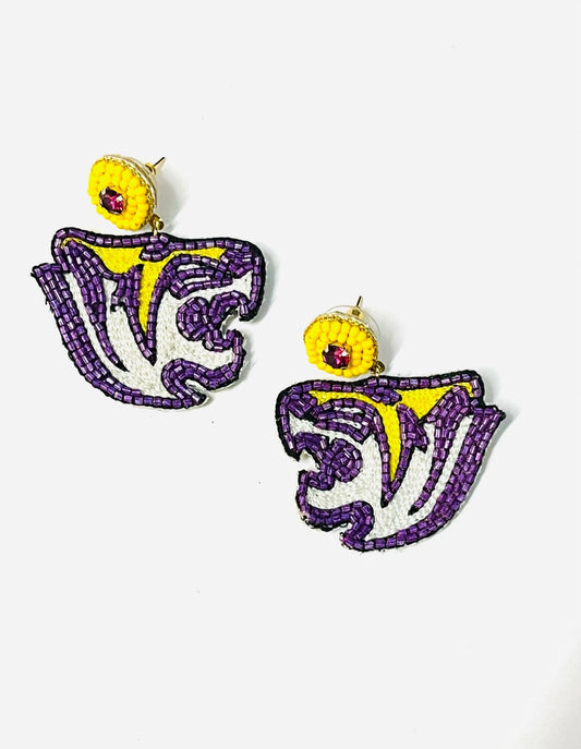Purple Tiger Pride Earrings