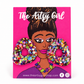 The Artsy Girl Handmade glitter earrings on a pink earring card. 
