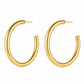 A pair of gold water proof hoop earrings with a split opening, shown on a plain white background.
