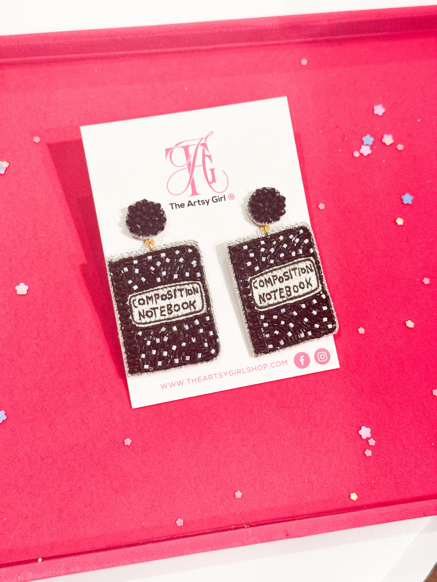 Class Act – Beaded Composition Notebook Earrings