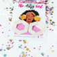 Ivory and gold earrings against an card