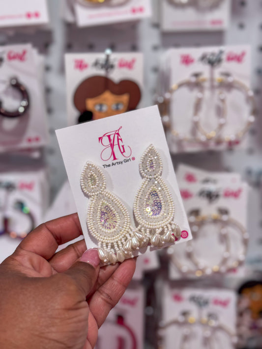 Pearl Beaded Statement Earrings