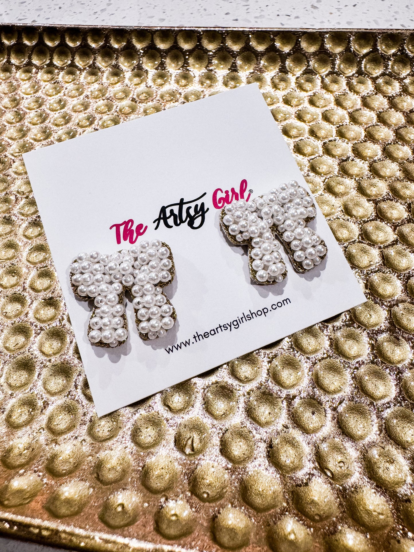 Pearl Bow Stud Earrings