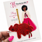 Red beaded elephant bag candy with packaging featuring 'The Artsy Girl' brand.