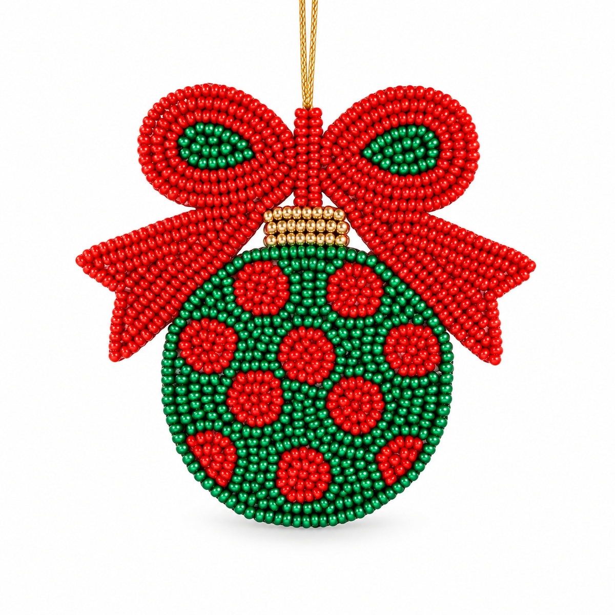The Artsy Girl Red and Green Christmas Tree ornament on a white background.