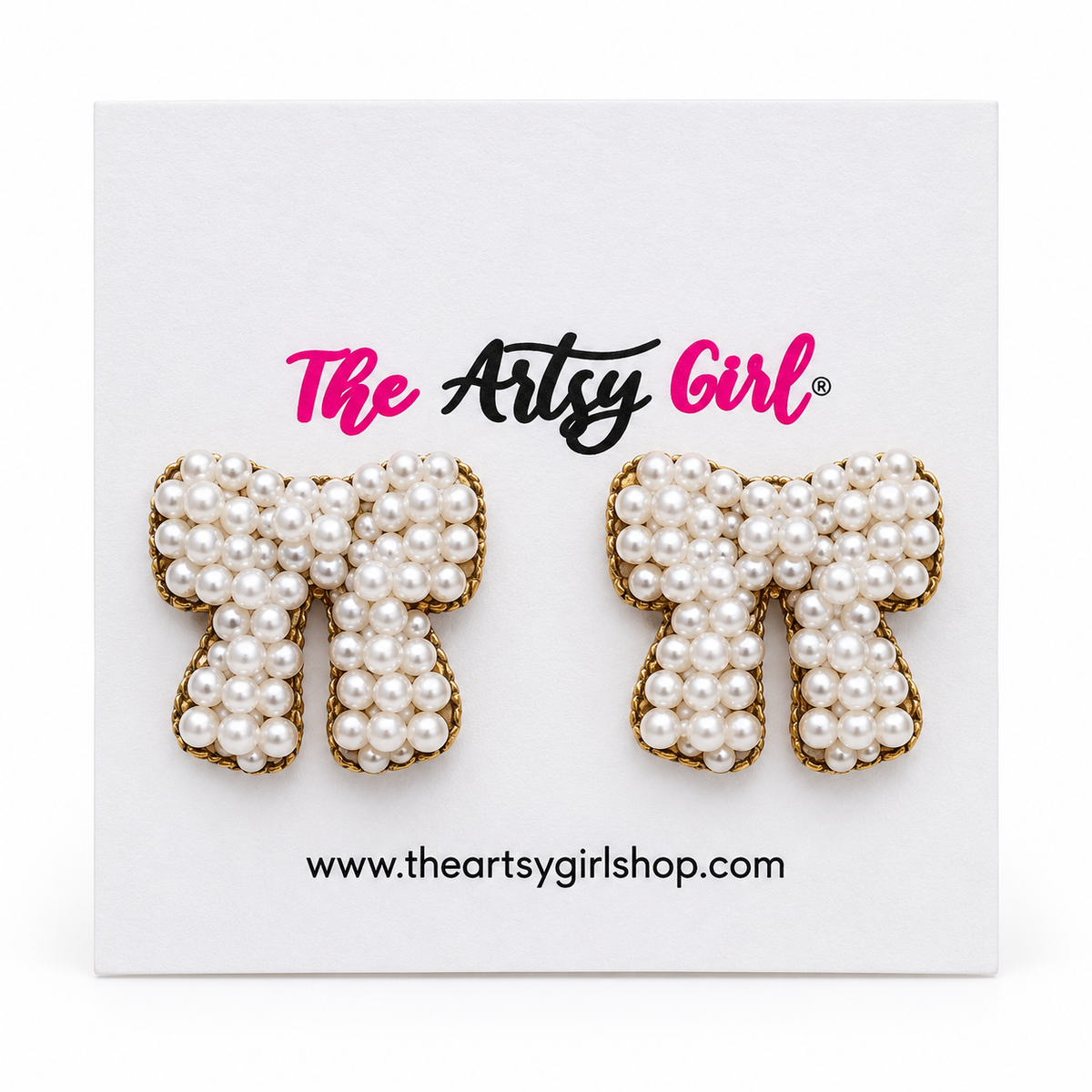 Pearl Bows Stud Earrings